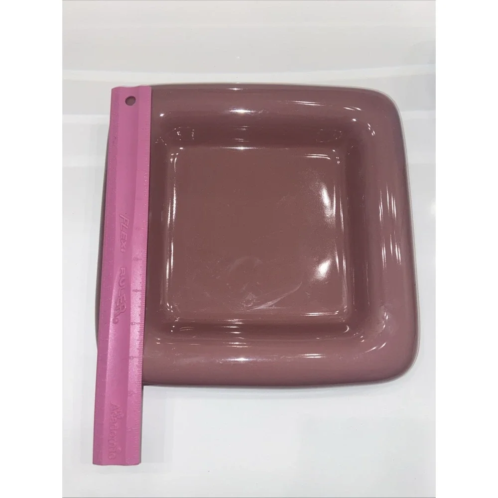 Haeger Pottery Square Rolled Edge Bowl Modern 2177 Rose Pink MCM 10.5